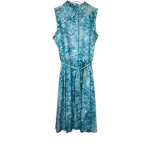 TALBOTS Blue Paint Brush Shirtdress with Pockets in Blues & White Womens Size 16